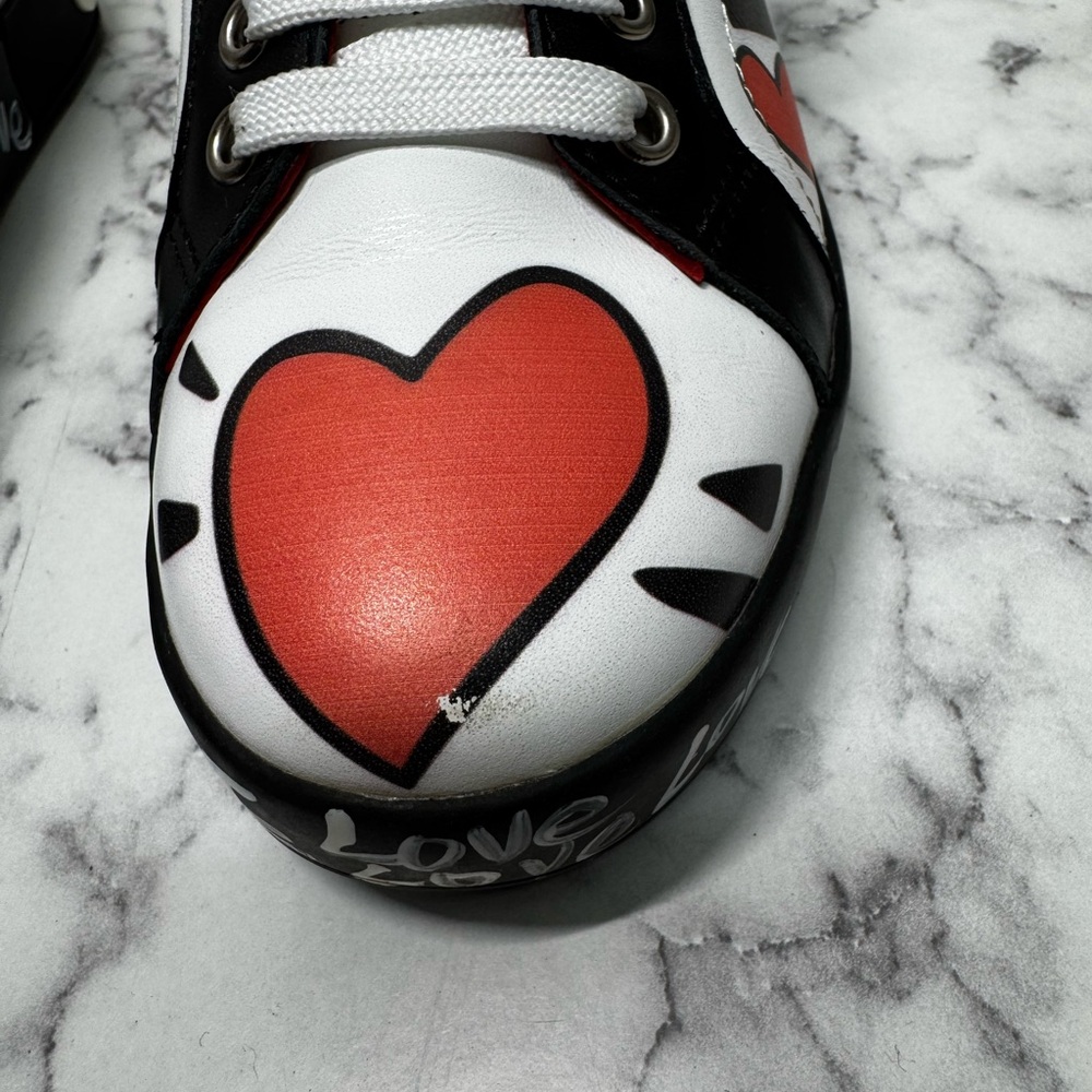 Dolce & Gabbana multicolor portofino heart print low top sneakers women’s 7 - Picture 6 of 14